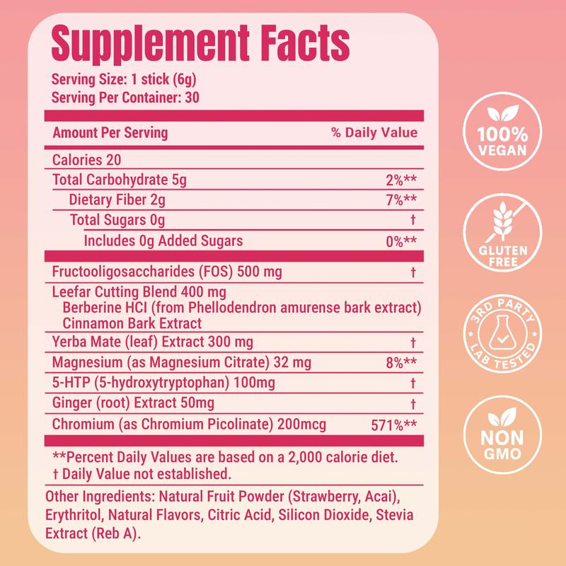LeeFar Weight Loss Drink Mix | Strawberry Açaí | Appetite Control & Metabolism Support | 30 Servings