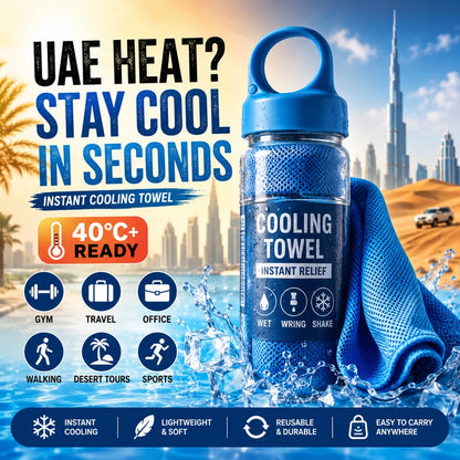 Instant Cooling Towel with Bottle – Gym, Sports & Yoga