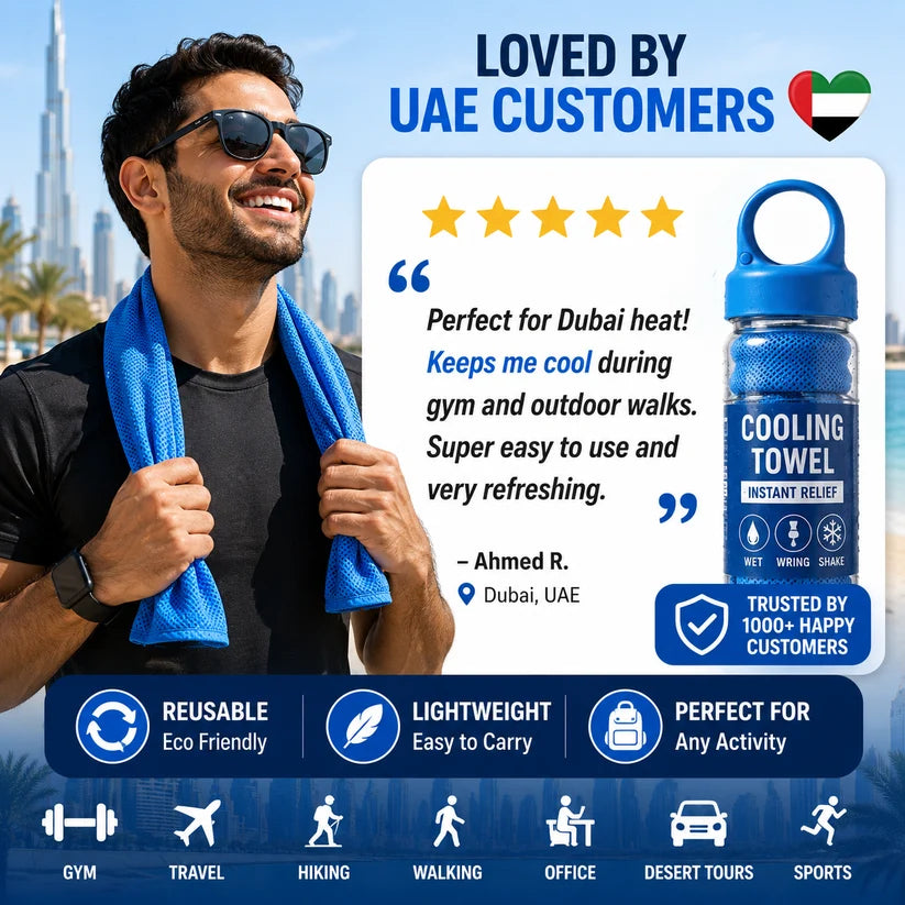 Instant Cooling Towel with Bottle – Gym, Sports & Yoga