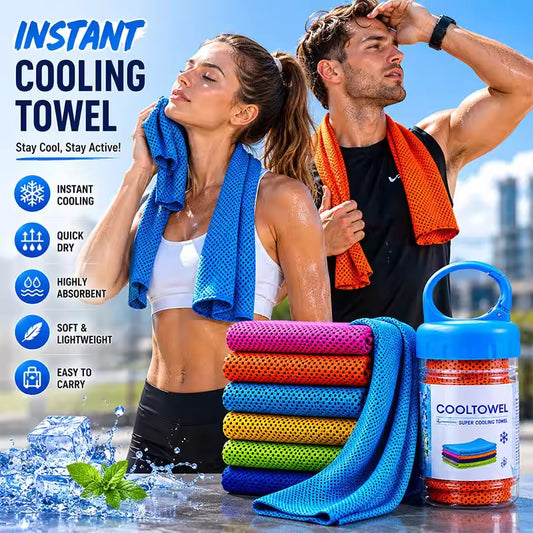 Instant Cooling Towel with Bottle – Gym, Sports & Yoga